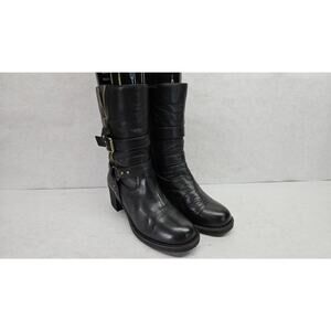 Zooty Black Leather Calf Zip Women's Size 235 Us Size 7